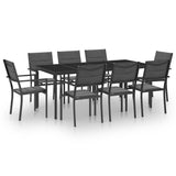 9 Piece Outdoor Dining Set Steel - Front View