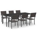 7 Piece Outdoor Dining Set Steel - Front View