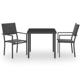 3 Piece Outdoor Dining Set Steel - Front View