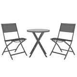 3 Piece Folding Bistro Set Steel Grey