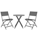 3 Piece Folding Bistro Set Steel Grey - Side View