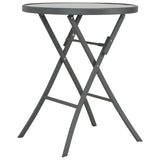 3 Piece Folding Bistro Set Steel Grey - Top-Down View