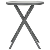 3 Piece Folding Bistro Set Steel Grey