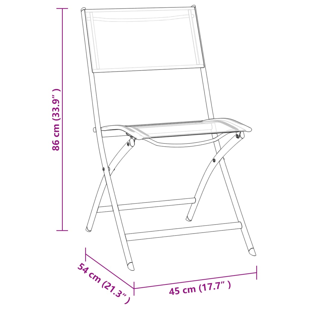 3 Piece Folding Bistro Set Steel Grey