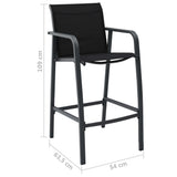 3 Piece Garden Bar Set Black (48120+48116)