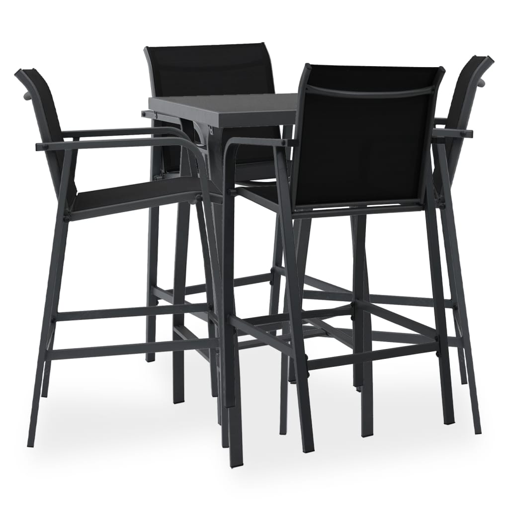 5 Piece Garden Bar Set Black (48120+48117)