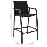 5 Piece Garden Bar Set Black - Top-Down View