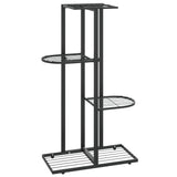 4-Floor Flower Stand 43x22x76 cm Black Metal - Front View