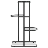 4-Floor Flower Stand 43x22x76 cm Black Metal - Side View
