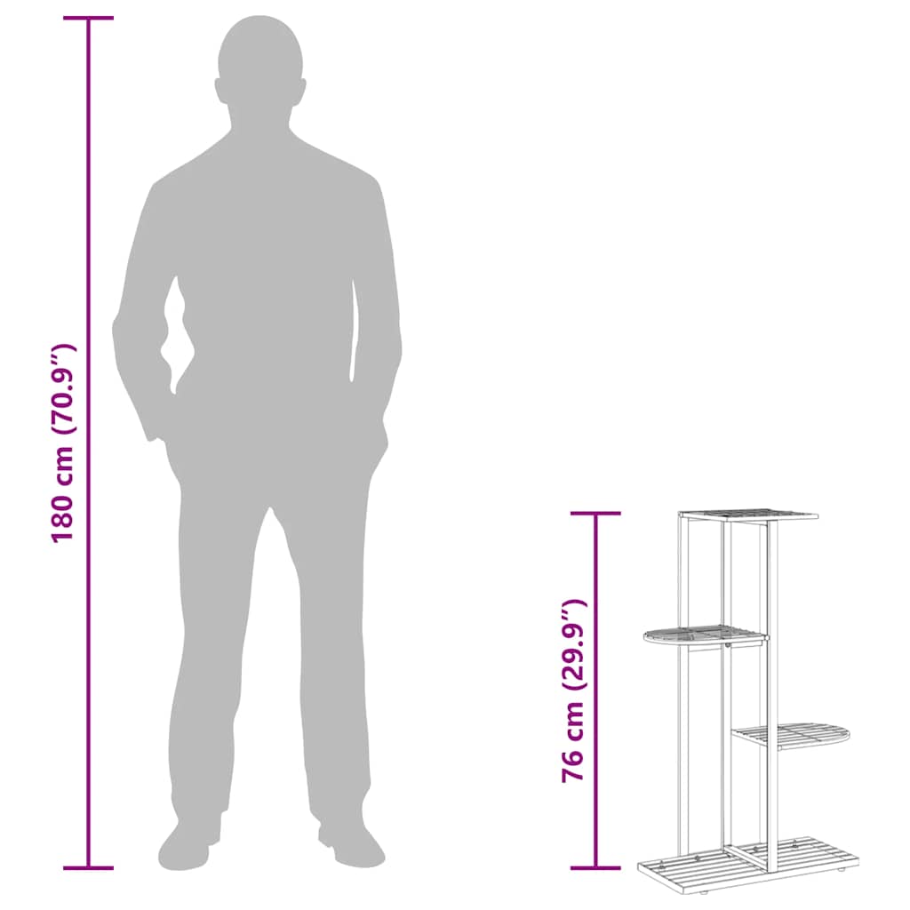 4-Floor Flower Stand 43x22x76 cm Black Metal