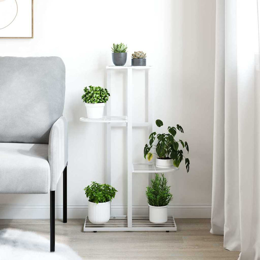4-Floor Flower Stand 43x22x76 cm White Metal