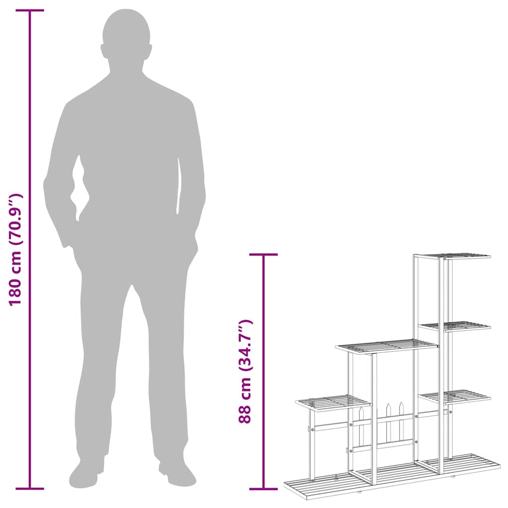 Flower Stand 94.5x25x88 cm Black Metal