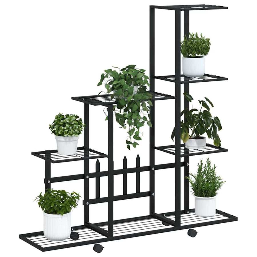 Flower Stand with Wheel 94.5x25x92.5 cm Black Metal