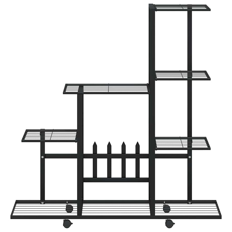 Flower Stand with Wheel 94.5x25x92.5 cm Black Metal