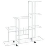 Flower Stand with Wheel 94.5x25x92.5 cm White Metal