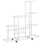Flower Stand with Wheel 94.5x25x92.5 cm White Metal