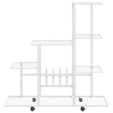 Flower Stand with Wheel 94.5x25x92.5 cm White Metal