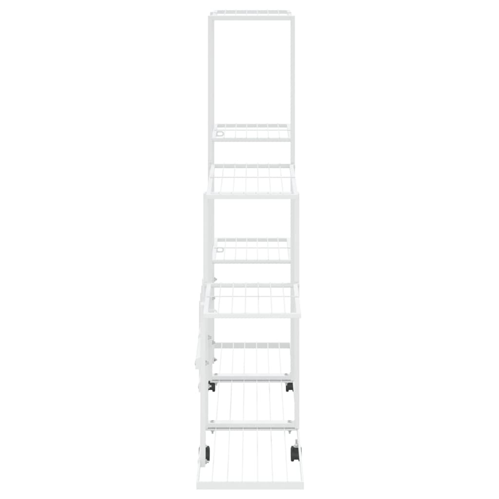 Flower Stand with Wheel 94.5x25x92.5 cm White Metal