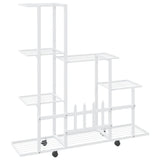 Flower Stand with Wheel 94.5x25x92.5 cm White Metal