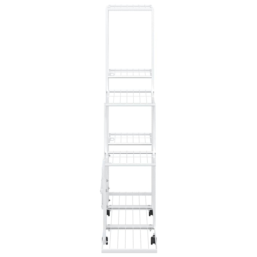 Flower Stand with Wheel 94.5x25x92.5 cm White Metal