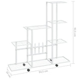 Flower Stand with Wheel 94.5x25x92.5 cm White Metal