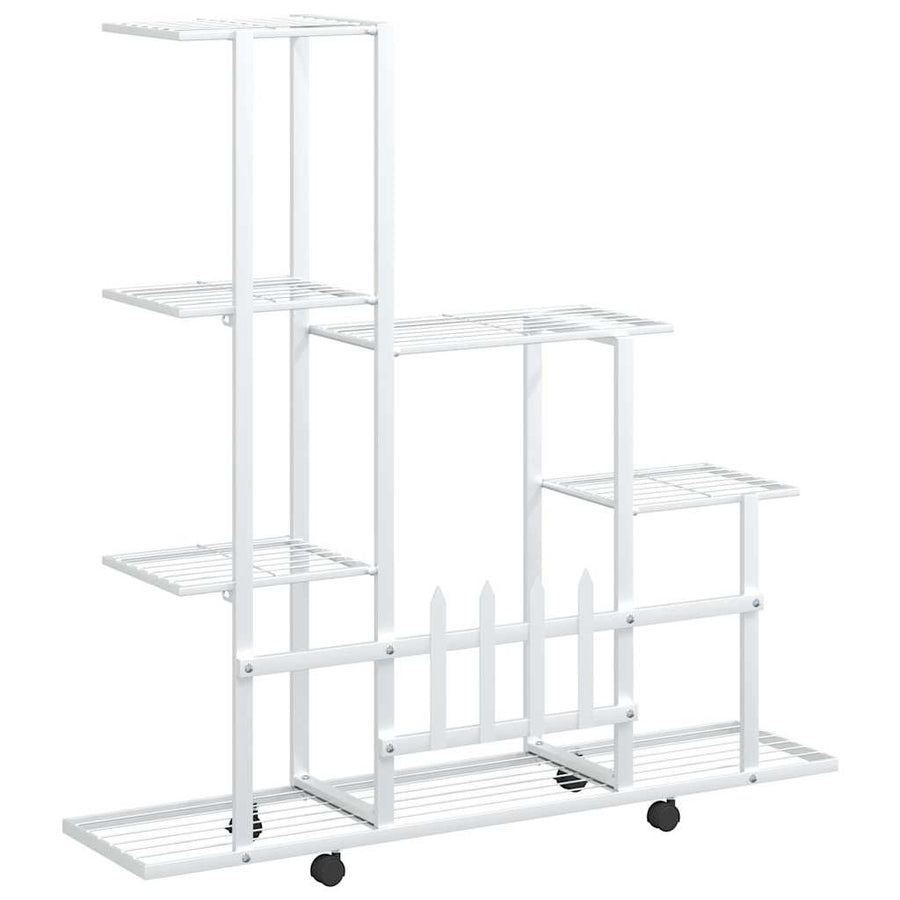 Flower Stand with Wheel 94.5x25x92.5 cm White Metal