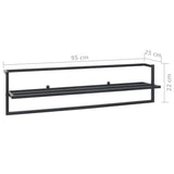 Towel Rack Black 95x25x22 cm Iron - Close-Up Angle