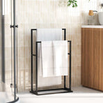 Freestanding Towel Rack Black 48x24x78.5 cm Iron