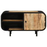 TV Cabinet 90x30x48 cm Rough Mango Wood - Front View