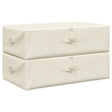 Storage Boxes 2 pcs Fabric 70x40x18 cm Cream - Front View