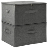 Storage Boxes 2 pcs Fabric 43x34x23 cm Anthracite - Front View
