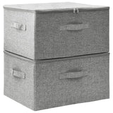 Storage Boxes 2 pcs Fabric 43x34x23 cm Grey - Front View