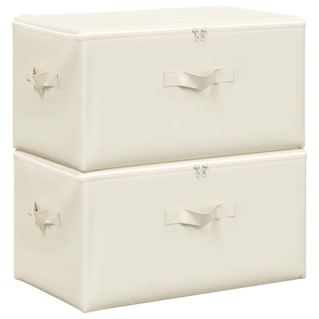 Storage Boxes 2 pcs Fabric 43x34x23 cm Cream