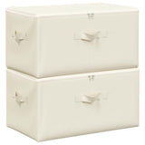Storage Boxes 2 pcs Fabric 43x34x23 cm Cream - Front View