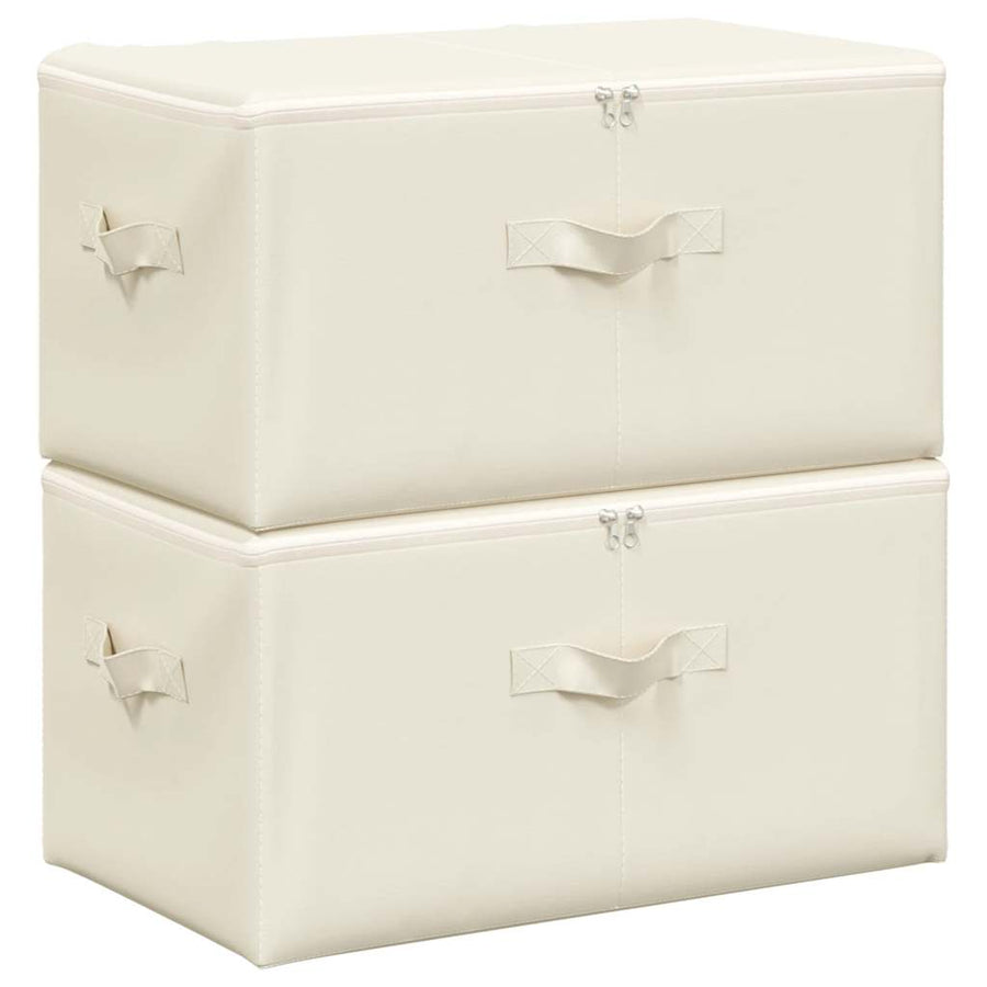 Storage Boxes 2 pcs Fabric 43x34x23 cm Cream