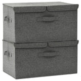 Storage Boxes 2 pcs Fabric 50x30x25 cm Anthracite - Front View