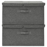 Storage Boxes 2 pcs Fabric 50x30x25 cm Anthracite - Side View