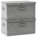 Storage Boxes 2 pcs Fabric 50x30x25 cm Grey - Front View