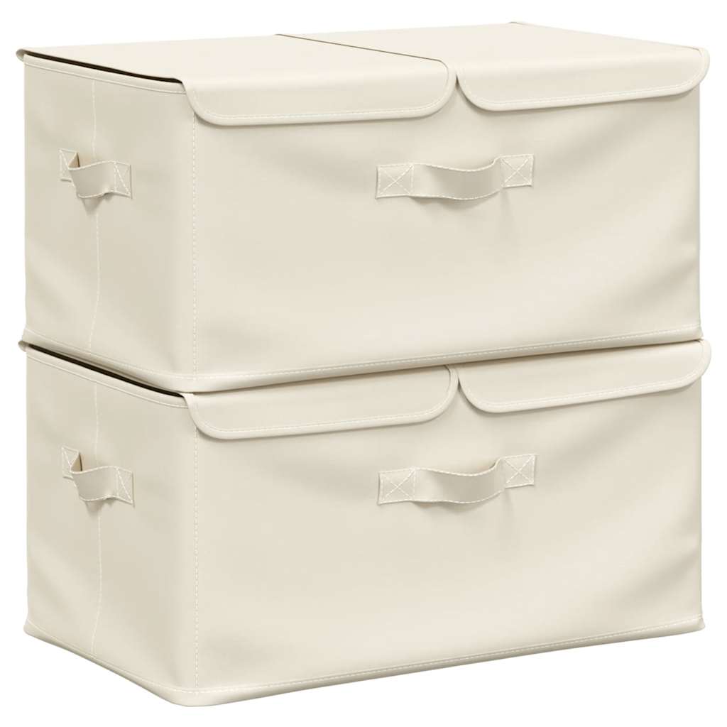 Storage Boxes 2 pcs Fabric 50x30x25 cm Cream