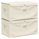Storage Boxes 2 pcs Fabric 50x30x25 cm Cream - Front View