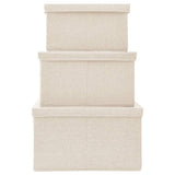 Stackable Storage Box Set of 3 Piece Fabric Cream - 45-Degree Angle