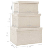 Stackable Storage Box Set of 3 Piece Fabric Cream - Extra Image