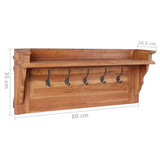 Wall Mounted Coat Rack 80x16.5x35 cm Solid Teak Wood - Rear View