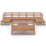10 Piece Garden Lounge Set Honey Brown Solid Pinewood - Side View