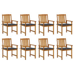 Garden Chairs with Cushions 8 pcs Solid Acacia Wood