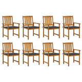 Garden Chairs with Cushions 8 pcs Solid Acacia Wood