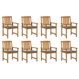 Garden Chairs with Cushions 8 pcs Solid Acacia Wood