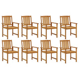 Garden Chairs with Cushions 8 pcs Solid Acacia Wood - Side View