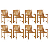 Garden Chairs with Cushions 8 pcs Solid Acacia Wood - Side View