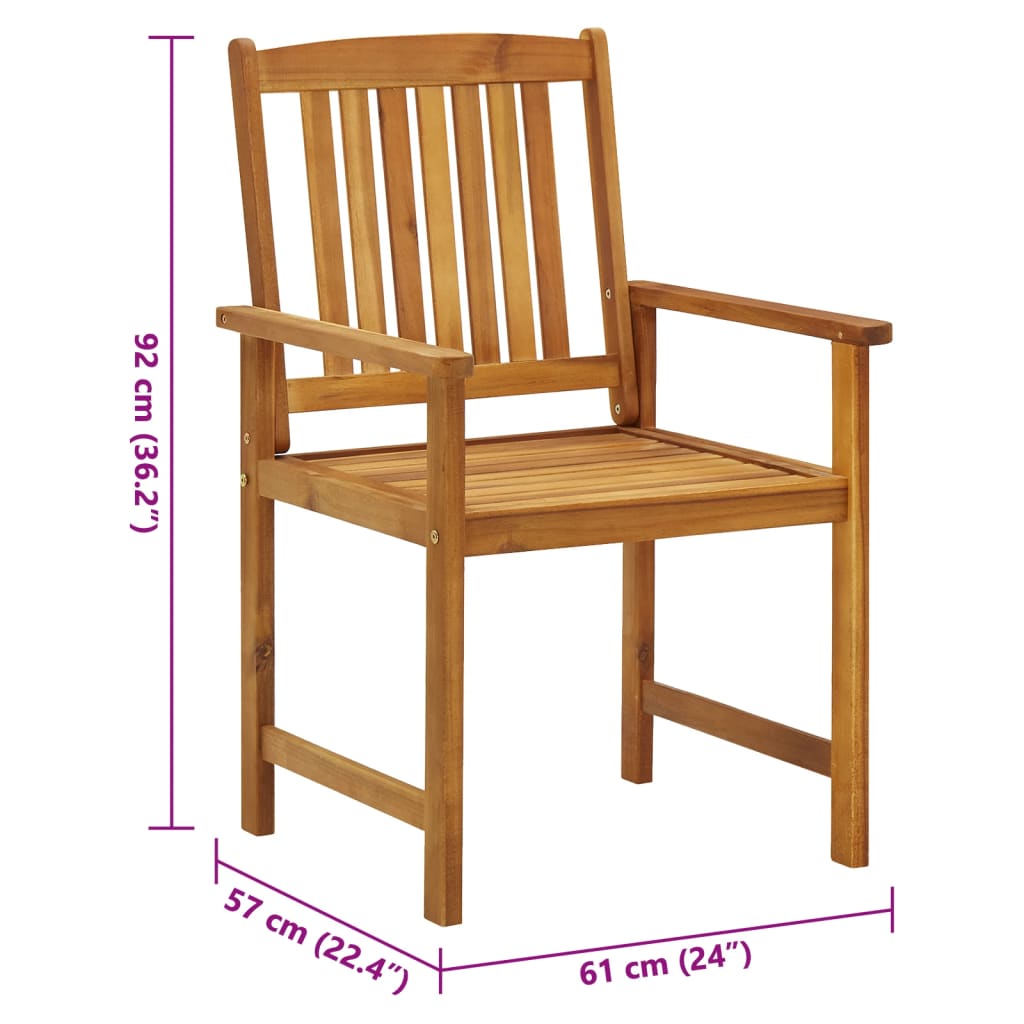 Garden Chairs with Cushions 8 pcs Solid Acacia Wood